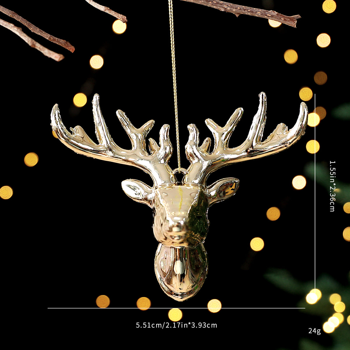 Golden three-dimensional deer head