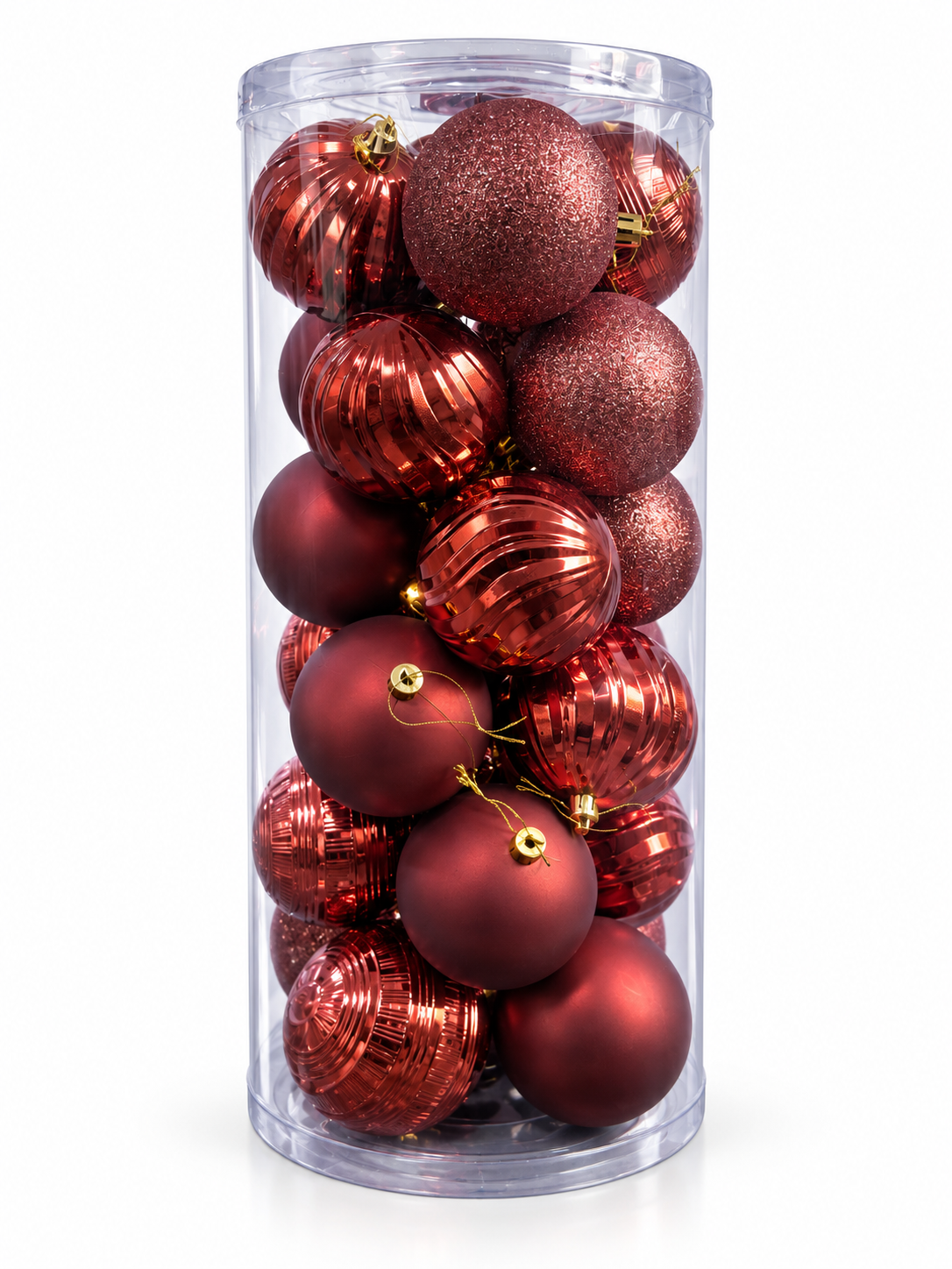 Maroon Mixed-Finish Bauble Set