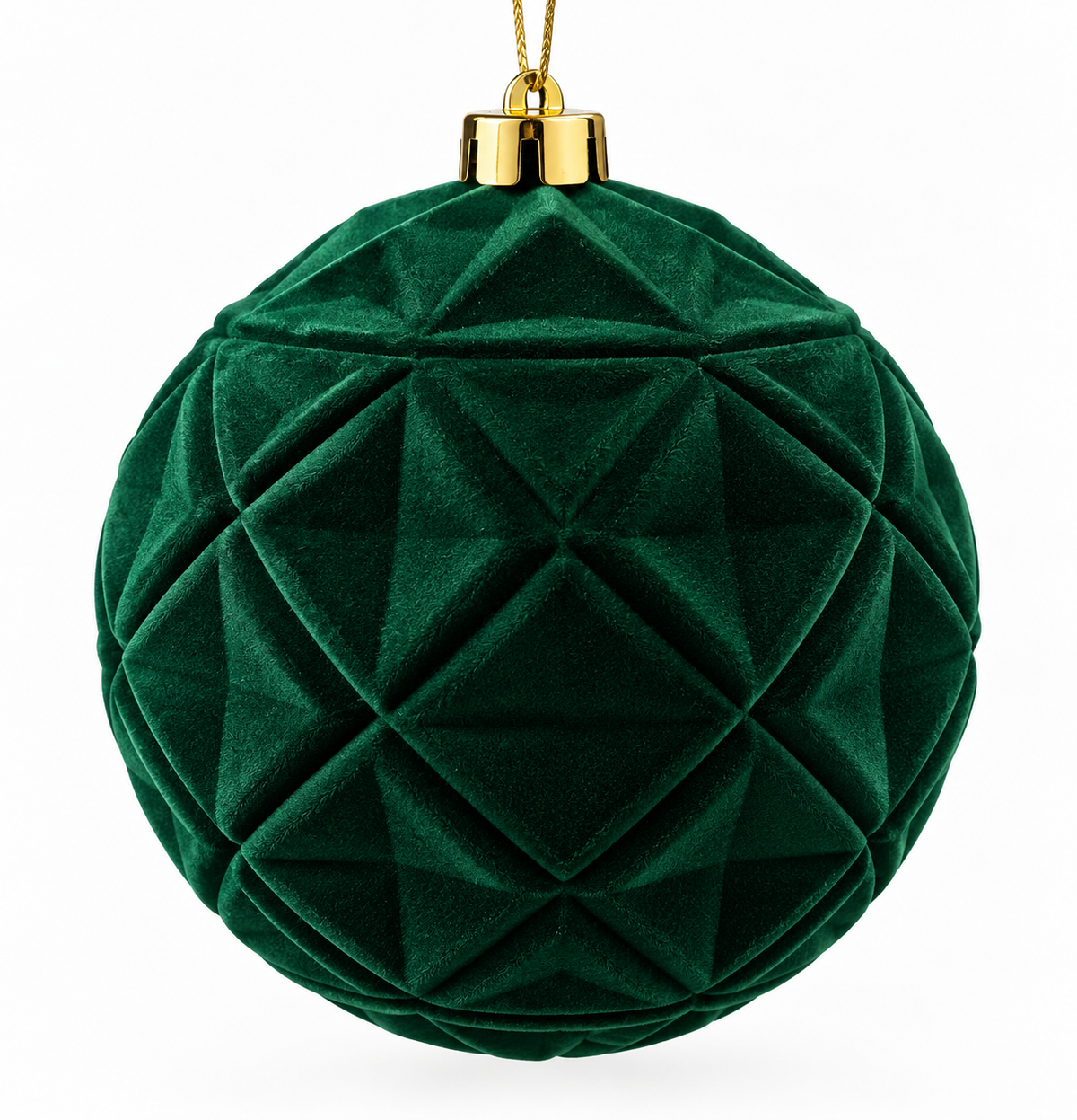 Emerald Geometric Velvet Bauble Set – Pack of 4