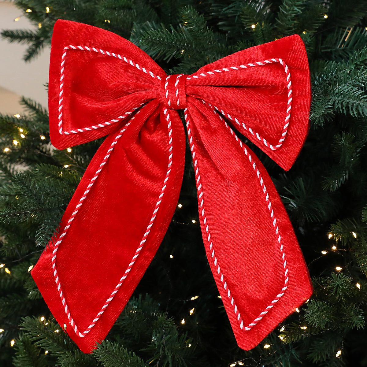 Peppermint Trim Velvet Bow