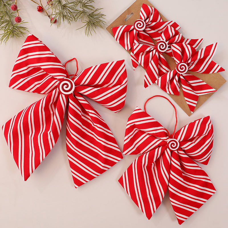 Set of 3 Candy Cane Stripe Bow - Small