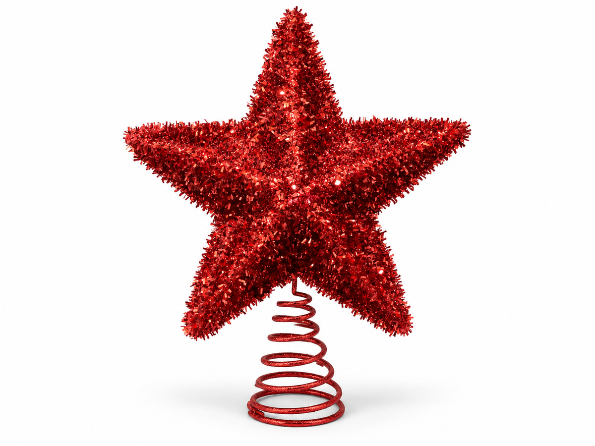 Red Tinsel Star Tree Topper