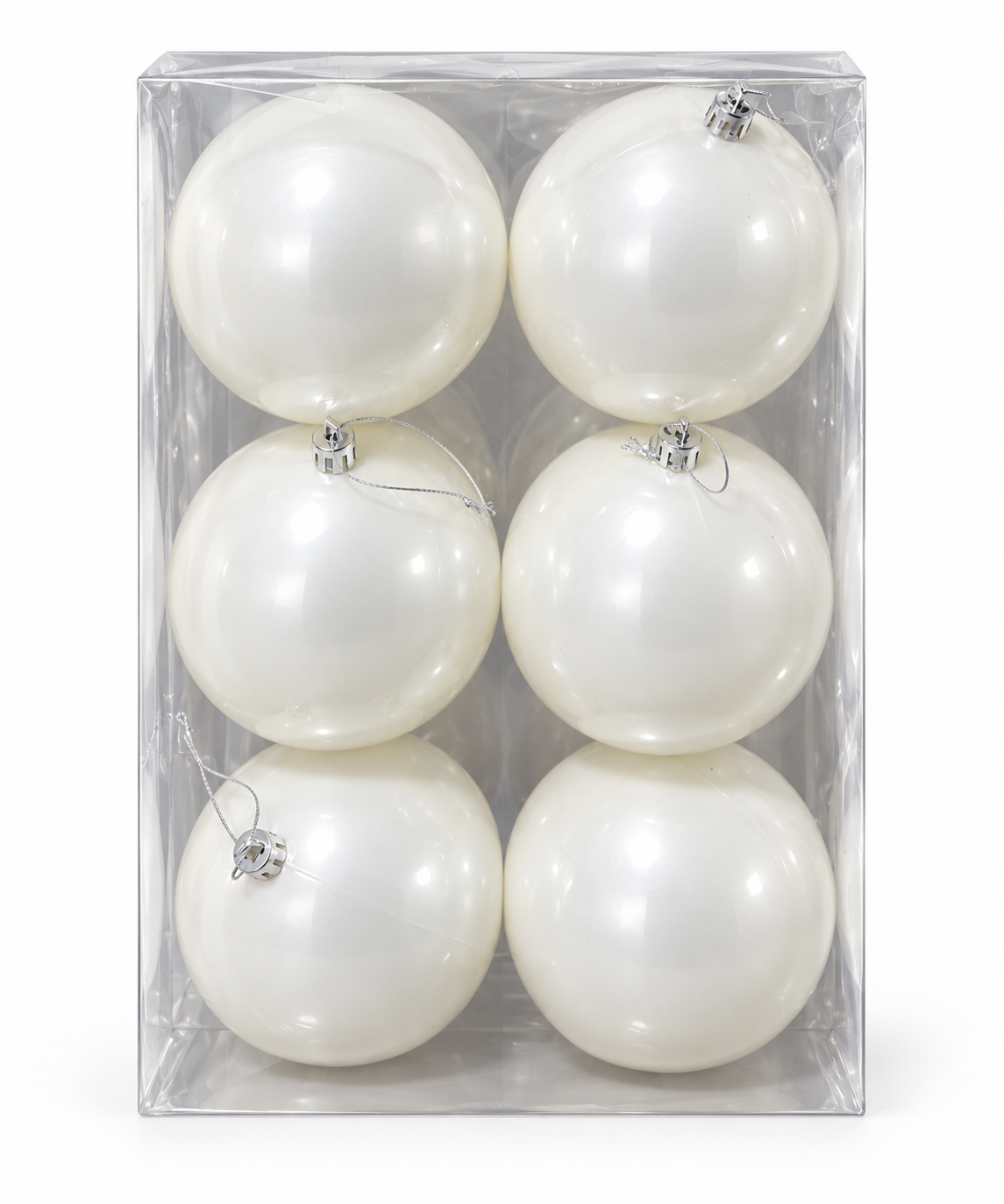 Pearl White Baubles – Set of 6 - 10cm