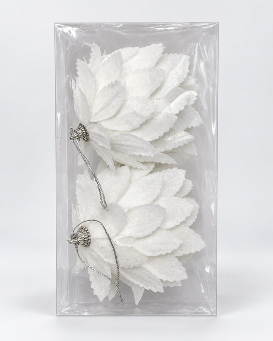 Snow White Textured Baubles – Set of 2
