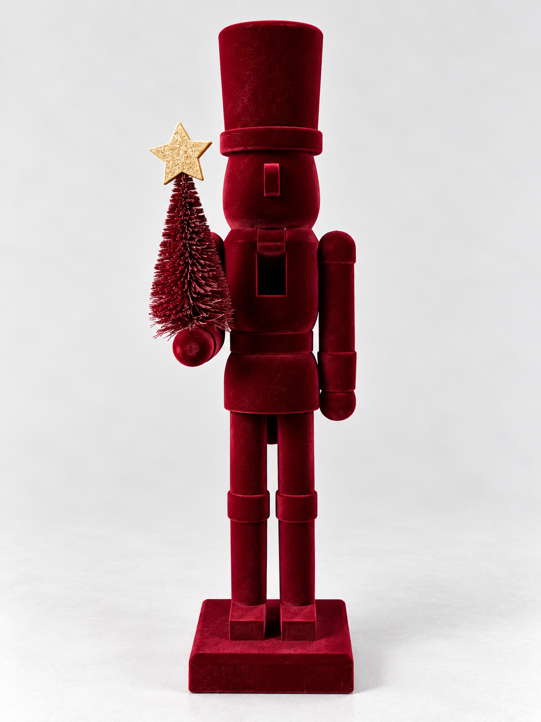 Ruby Velvet Nutcracker with Tree