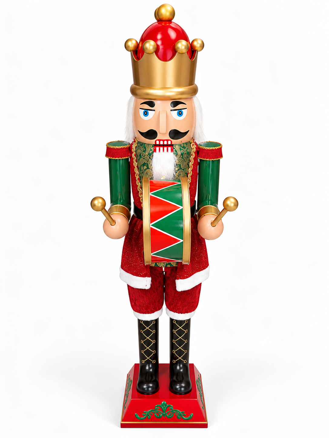 Musical Classic Red & Green Nutcracker With Motion Drummer
