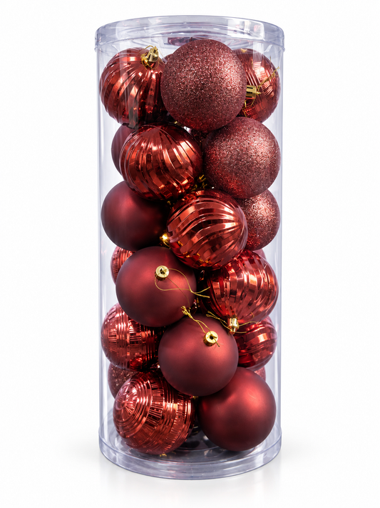 Maroon Mixed-Finish Bauble Set