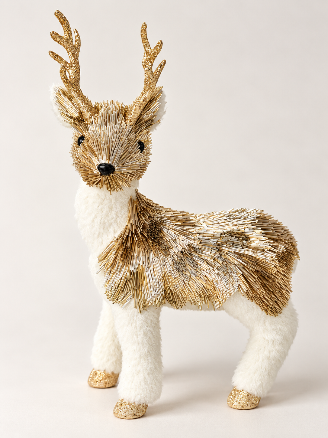 White & Gold Beaded Reindeer