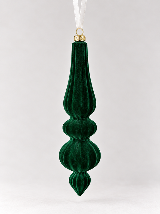 Emerald Velvet Finial Ornament (set of 6)