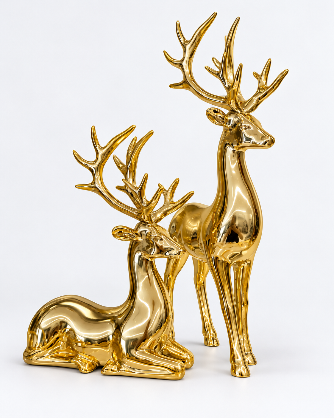 Shiny Gold Reindeer - Set Of 2