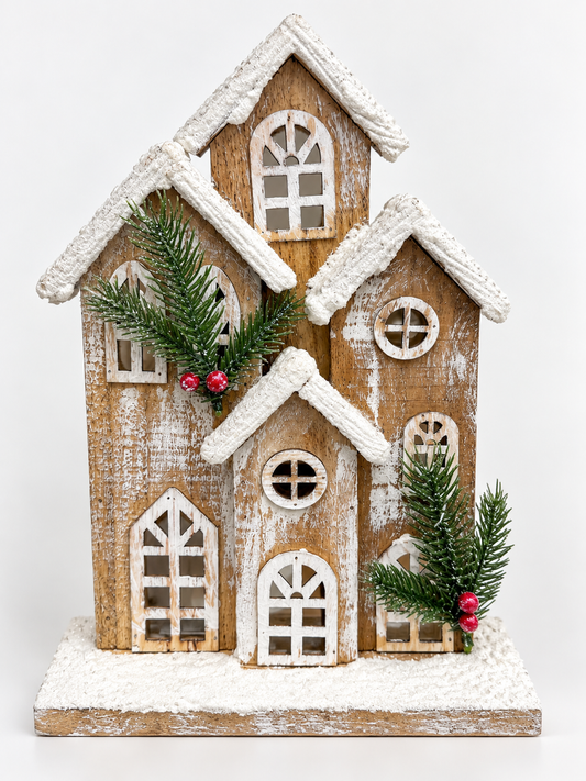 Snowy Woodland Village House