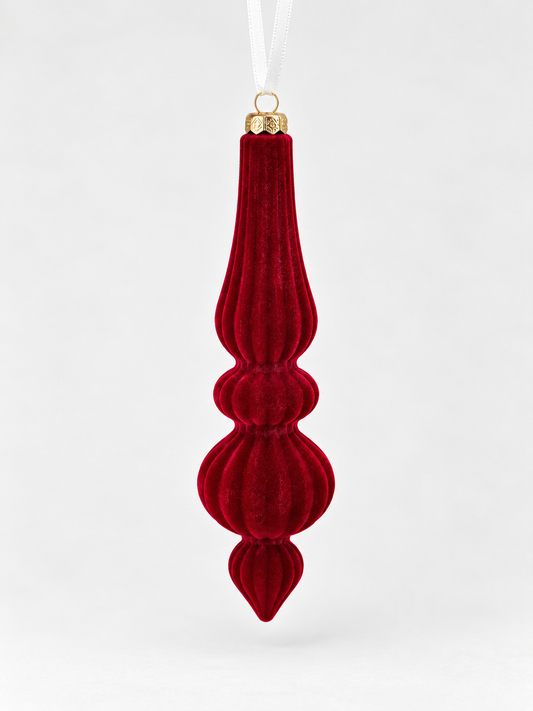 Ruby Velvet Finial Ornament (set of 6)
