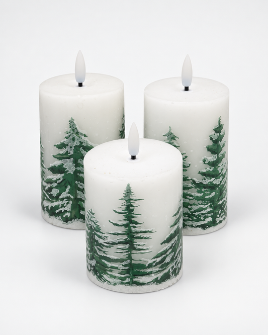 Snowy Forest LED Candle