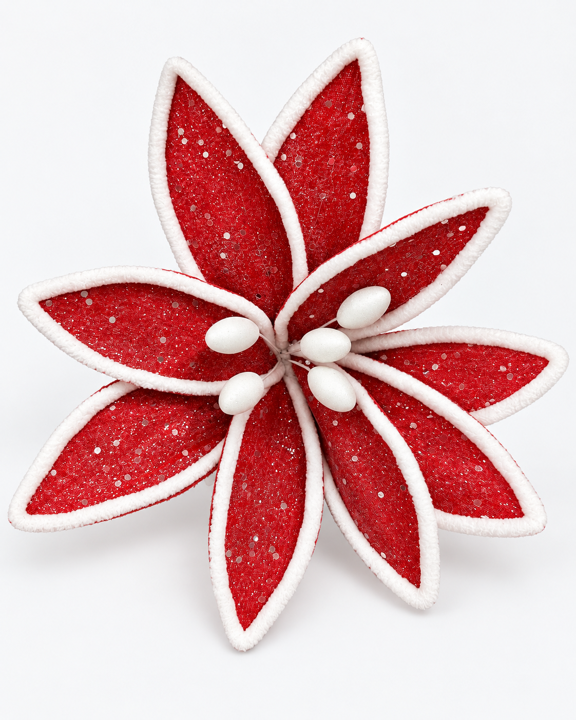Red & White Snow Trim Poinsettia