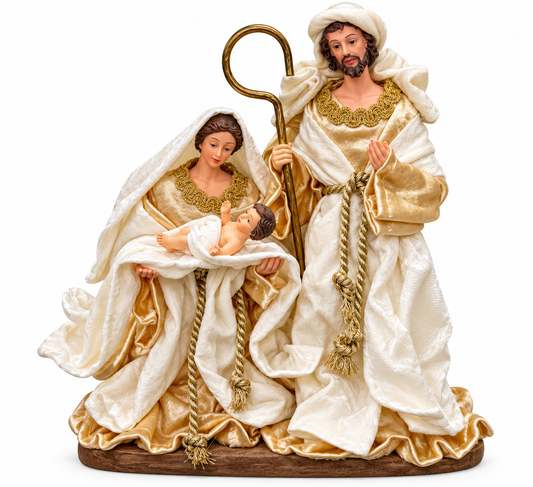 Holy Family Nativity Figurine – Ivory & Gold