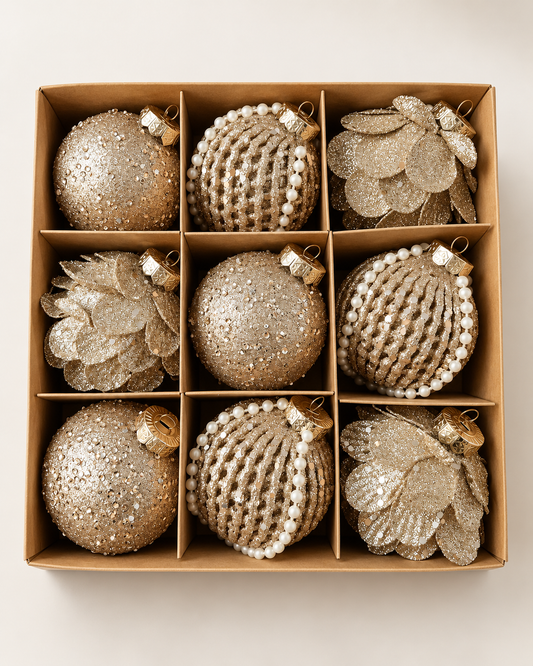 Champagne Couture Ornament Set (Set of 9)