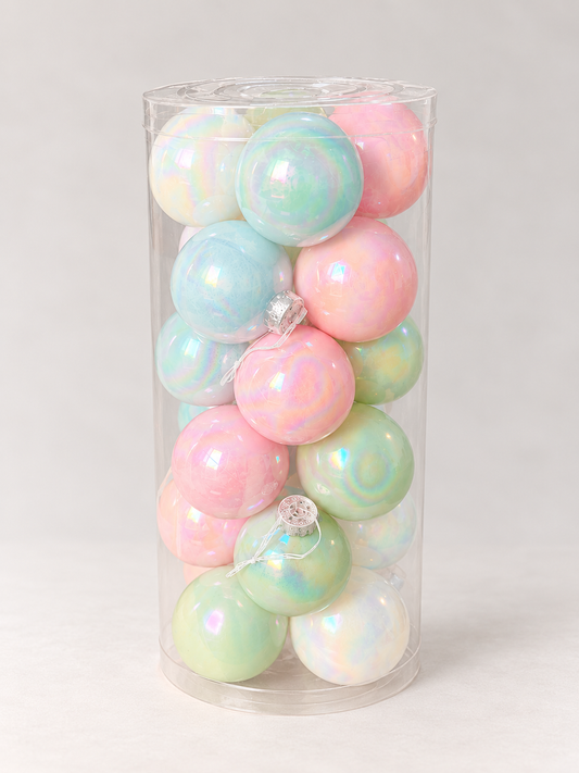 Pastel Iridescent Bauble Set