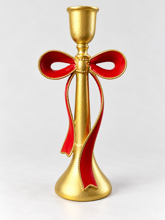 Gold Bow Candle Holder