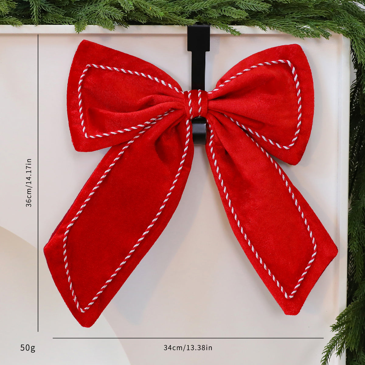 Peppermint Trim Velvet Bow