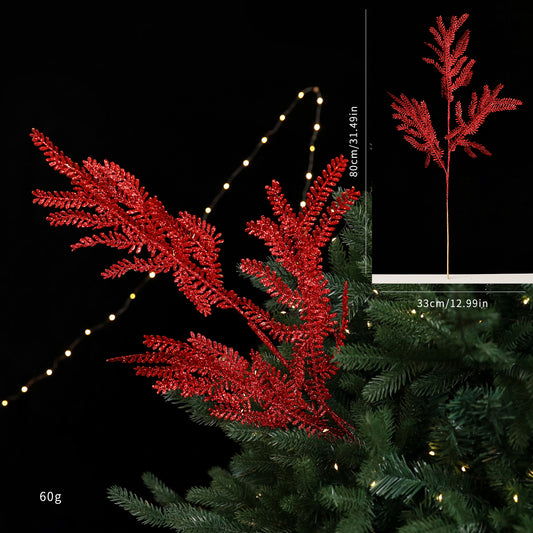 Red Glitter Fern Pick