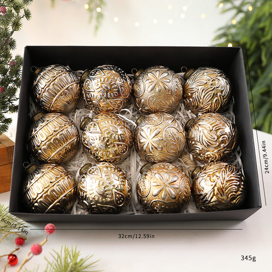 Set of 12 Antique Gold Baubles