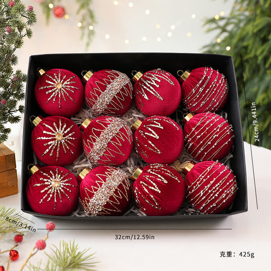 Set of 12 Burgundy Baubles