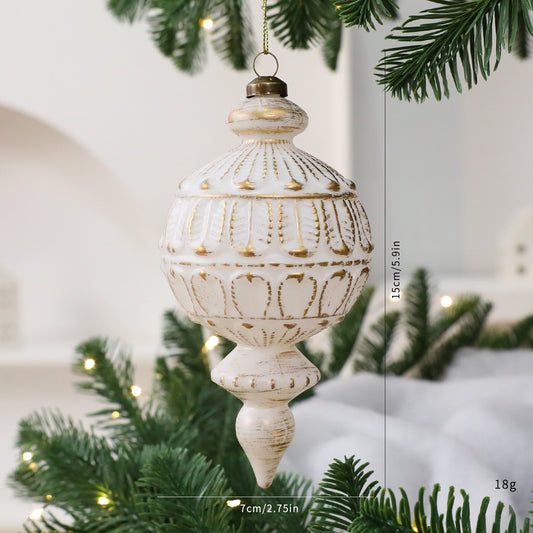 Ivory & Gold Finial Drop Ornament