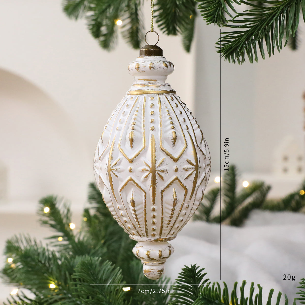 Ivory & Gold Lantern Ornament