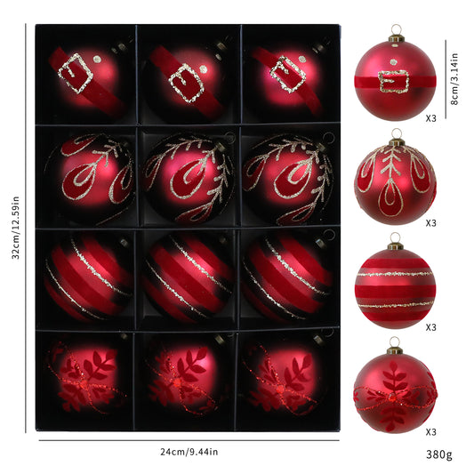 Set Of 12 Matte Finish Burgundy Ornament