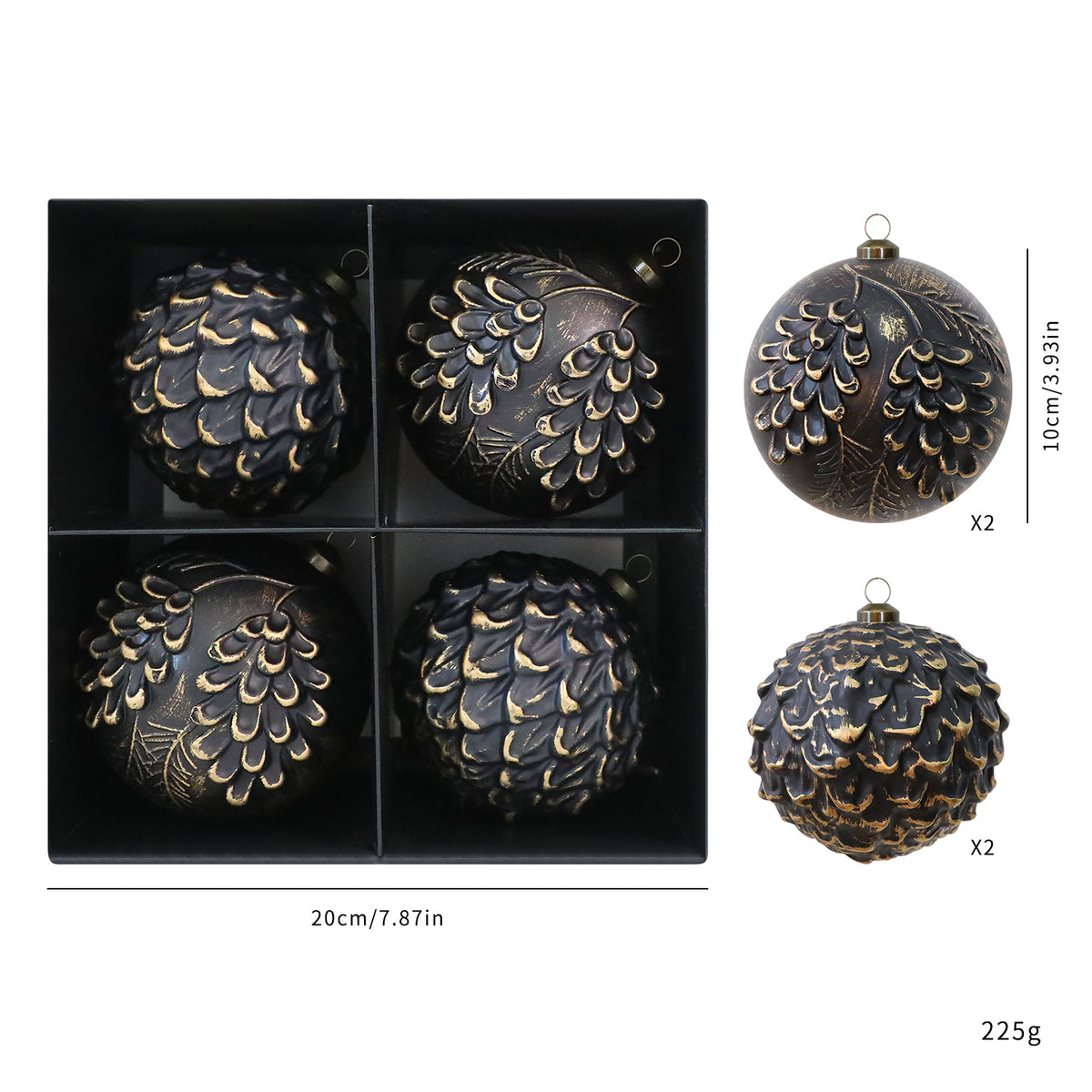 Set of 4 Black & Gold