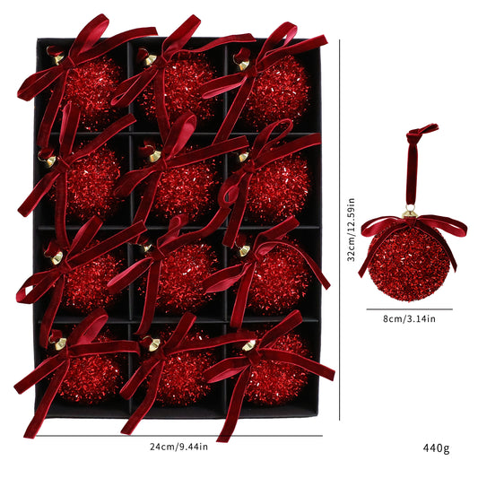 Set of 12 Red Bauble