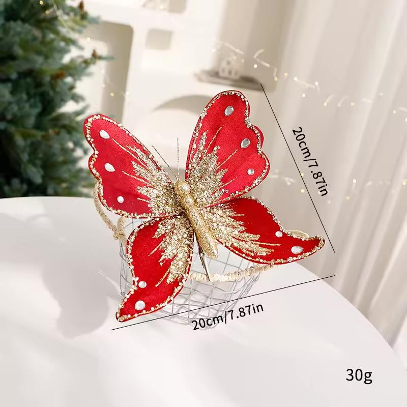 Red & Gold Glitter Butterfly Pick