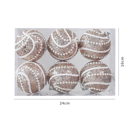 Set of 6 Champagne & Pearl Baubles