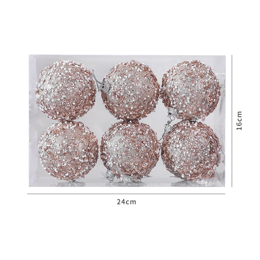 Set of 6 Glitter Champagne Baubles