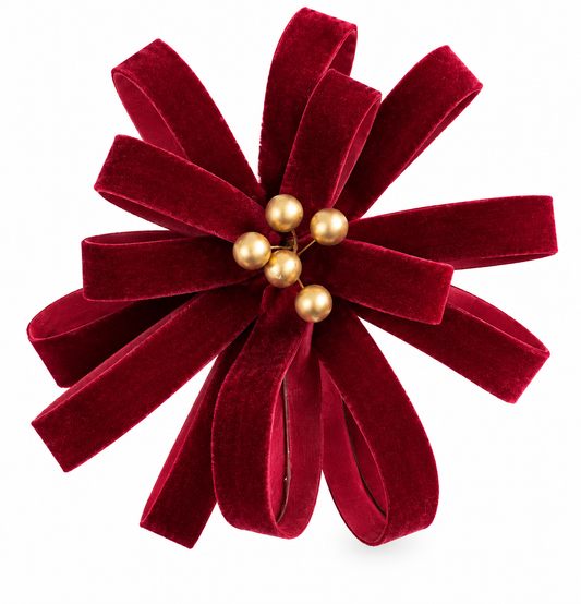 Velvet Flower Loop Pick - Burgundy