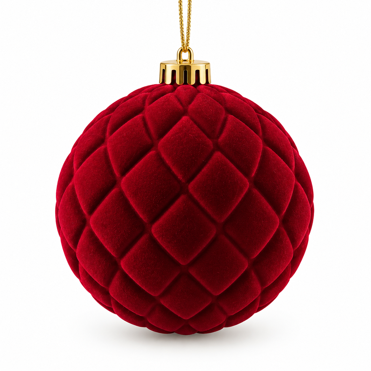 Large Crimson Velvet Quilted Bauble