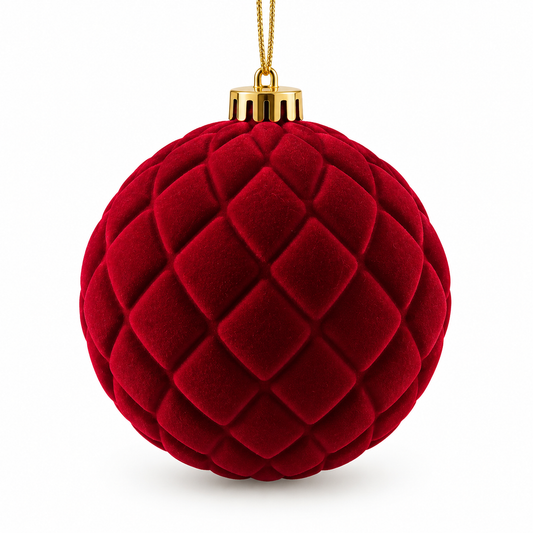 Large Crimson Velvet Quilted Bauble
