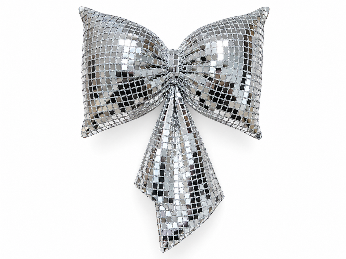 Silver Disco Bow Ornament