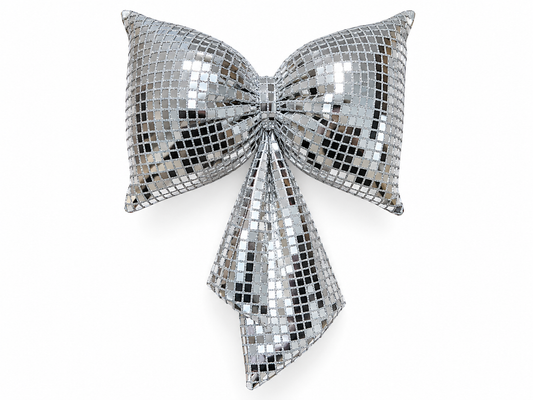Silver Disco Bow Ornament