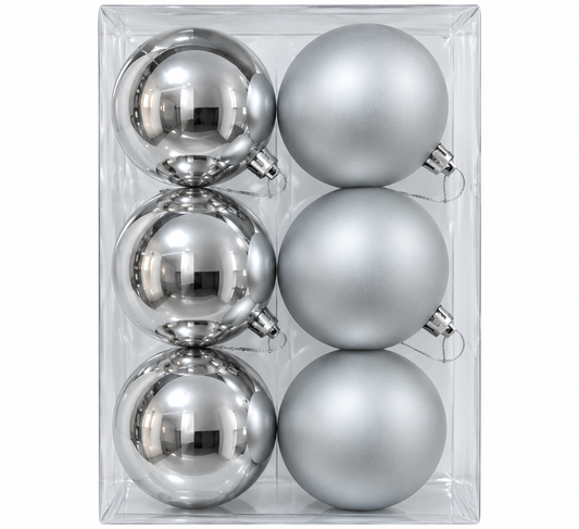Silver Finish Baubles – Set of 6