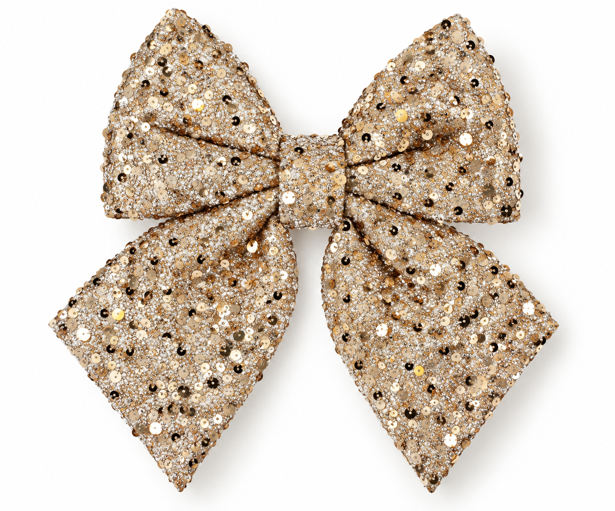Champagne Sequin Bow Ornament