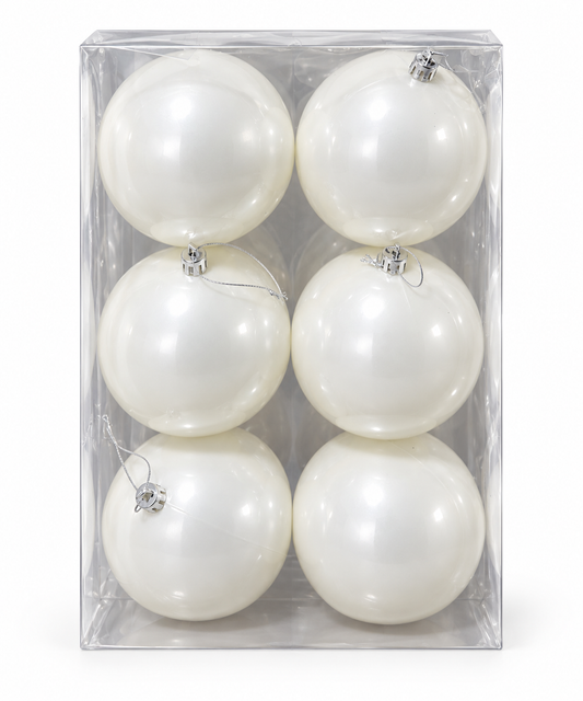 Pearl White Baubles – Set of 6 - 10cm