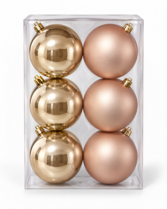 Rose Gold Bauble - Set Of 6