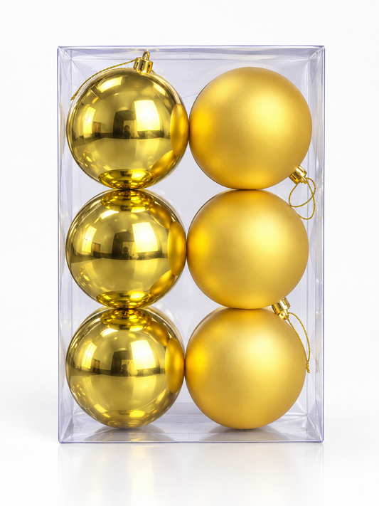 Classic Gold Baubles - Set Of 6 - 10cm