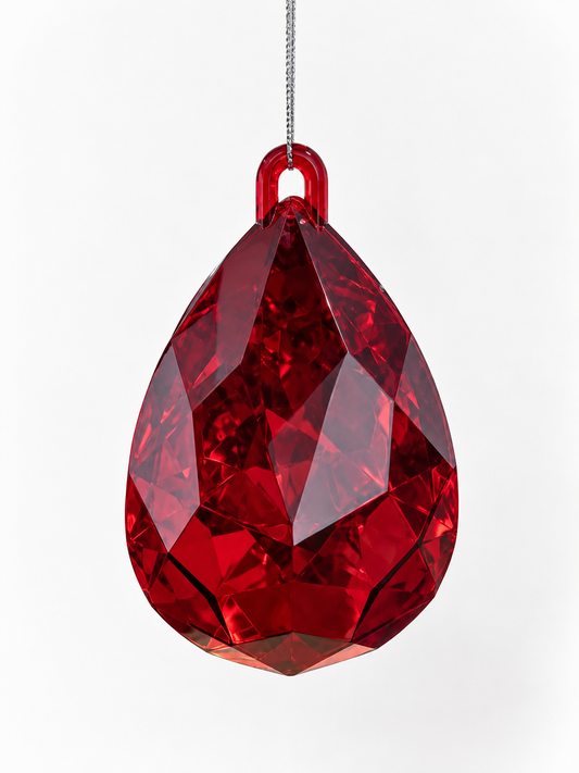 Ruby Faceted Drop Ornament